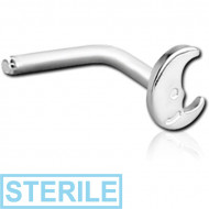 STERILE SURGICAL STEEL MOON 90 DEGREE NOSE STUD