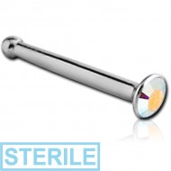 STERILE SURGICAL STEEL VALUE JEWELLED NOSE BONE WITH SET STONE PIERCING