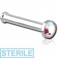STERILE SURGICAL STEEL VALUE JEWELLED NOSE BONE WITH SET STONE PIERCING