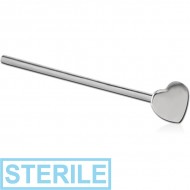 STERILE STERLING SILVER 925 HEART STRAIGHT NOSE STUD PIERCING