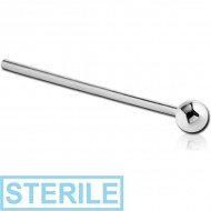 STERILE STERLING SILVER 925 STRAIGHT BALL NOSE STUD
