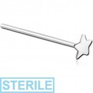 STERILE STERLING SILVER 925 STAR STRAIGHT NOSE STUD