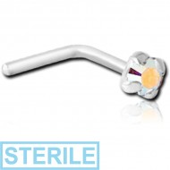 STERILE STERLING SILVER 925 JEWELLED PRONG SET 90 DEGREE NOSE STUD PIERCING