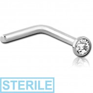 STERILE STERLING SILVER 925 JEWELLED 90 DEGREE NOSE STUD
