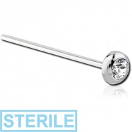 STERILE STERLING SILVER 925 JEWELLED STRAIGHT NOSE STUD