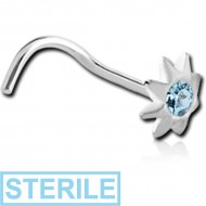 STERILE STERLING SILVER 925 JEWELLED SUN CURVED NOSE STUD
