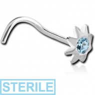 STERILE STERLING SILVER 925 JEWELLED SUN CURVED NOSE STUD PIERCING