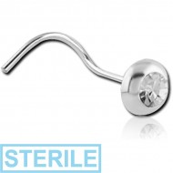STERILE STERLING SILVER 925 JEWELLED CURVED NOSE STUD PIERCING