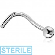 STERILE SURGICAL STEEL 1.2MM THREADING CURVED NOSE STUD WITH BALL PIERCING