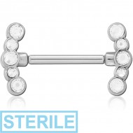 STERILE SURGICAL STEEL THREADLESS BARBELL JEWELLED NIPPLE BAR