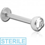 STERILE SURGICAL STEEL JEWELLED THREADLESS LABRET PIERCING