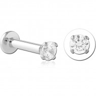 SURGICAL STEEL JEWELLED THREADLESS LABRET -ROUND