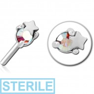 STERILE SURGICAL STEEL JEWELLED THREADLESS ATTACHMENT - STAR AND GEM