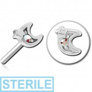 STERILE SURGICAL STEEL JEWELLED THREADLESS ATTACHMENT - CRESCENT AND STAR