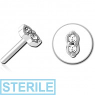 STERILE SURGICAL STEEL JEWELLED THREADLESS ATTACHMENT - TWO GEMS EYES