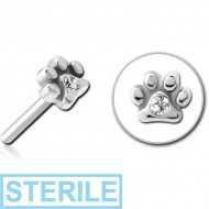 STERILE SURGICAL STEEL JEWELLED THREADLESS ATTACHMENT - ANIMAL PAW CENTER GEM