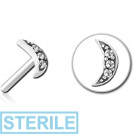 STERILE SURGICAL STEEL JEWELLED THREADLESS ATTACHMENT - CRESCENT 3 GEMS