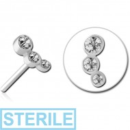 STERILE SURGICAL STEEL JEWELLED THREADLESS ATTACHMENT - TRIPLE JEWEL