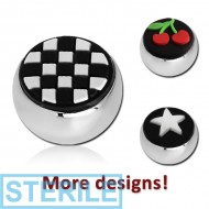 STERILE SURGICAL STEEL SILICONE PICTURE BALL PIERCING