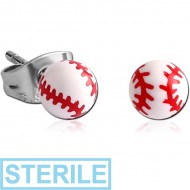 STERILE PRINTED UV ACRYLIC BALL EAR STUDS PAIR
