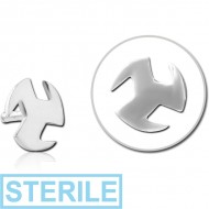 STERILE STERLING SILVER 925 PUSH FIT ATTACHMENT FOR BIOFLEX INTERNAL LABRET - NINJA STAR PIERCING