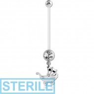 STERILE PTFE PREGNANCY NAVEL BANANA WITH BABY TROLLEY DANGLING CHARM