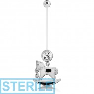 STERILE PTFE PREGNANCY NAVEL BANANA WITH ROCKING HORSE DANGLING CHARM