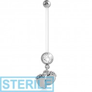 STERILE PTFE PREGNANCY NAVEL BANANA WITH FEET DANGLING CHARM PIERCING