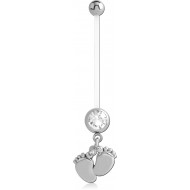 STERILE PTFE PREGNANCY NAVEL BANANA WITH FEET DANGLING CHARM