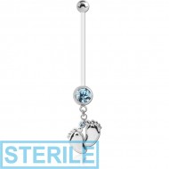 STERILE PTFE PREGNANCY NAVEL BANANA WITH FEET DANGLING CHARM