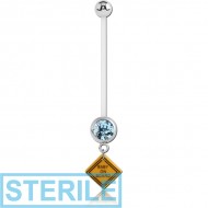 STERILE PTFE PREGNANCY CZECH CRYSTALS JEWELLED NAVEL BANANA WITH BABY ON BOARD DANGLING CHARM