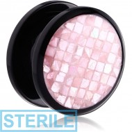 STERILE ACRYLIC SYNTHETIC MOTHER OF PEARL MOSAIC THREADED TUNNEL PIERCING