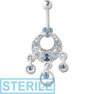 STERILE RHODIUM PLATED JEWELLED FASHION NAVEL BANANA PIERCING