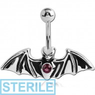 STERILE RHODIUM PLATED JEWELLED FASHION NAVEL BANANA PIERCING