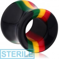 STERILE ACRYLIC RASTA DOUBLE FLARED TUNNEL