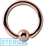 STERILE ROSE GOLD PVD COATED SURGICAL STEEL ANNEALED BALL CLOSURE RING PIERCING