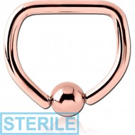 STERILE ROSE GOLD PVD COATED SURGICAL STEEL BALL CLOSURE D-RING