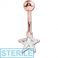 STERILE ROSE GOLD PVD COATED BRASS JEWELLED TRIANGLE NAVEL BANANA PIERCING