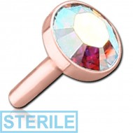 STERILE ROSE GOLD PVD COATED SURGICAL STEEL OPTIMA CRYSTAL JEWELLED PUSH FIT DISC FOR BIOFLEX INTERNAL LABRET PIERCING