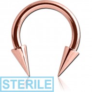 STERILE ROSE GOLD PVD COATED SURGICAL STEEL CIRCULAR BARBELL WITH CONES