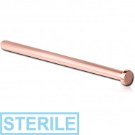 STERILE ROSE GOLD PVD COATED SURGICAL STEEL STRAIGHT DISC NOSE STUD 15MM PIERCING
