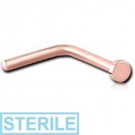 STERILE ROSE GOLD PVD COATED SURGICAL STEEL 90 DEGREE DISC NOSE STUD PIERCING