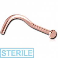STERILE ROSE GOLD PVD COATED SURGICAL STEEL CURVED DISC NOSE STUD PIERCING