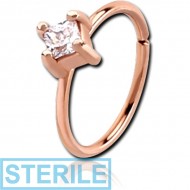 STERILE ROSE GOLD PVD COATED SURGICAL STEEL JEWELLED SEAMLESS RING PIERCING