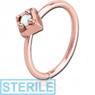 STERILE ROSE GOLD PVD COATED SURGICAL STEEL SYNTHETIC OPAL SEAMLESS RING PIERCING