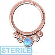 STERILE ROSE GOLD PVD COATED SURGICAL STEEL JEWELLED SEAMLESS RING PIERCING