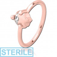 STERILE ROSE GOLD PVD COATED SURGICAL STEEL JEWELLED SEAMLESS RING - STAR AND GEM PIERCING