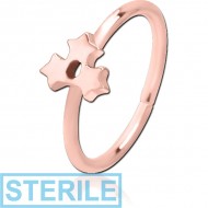 STERILE ROSE GOLD PVD COATED SURGICAL STEEL SEAMLESS RING - TRIPLE STAR PIERCING