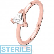 STERILE ROSE GOLD PVD COATED SURGICAL STEEL JEWELLED SEAMLESS RING - TRIANGLE PIERCING