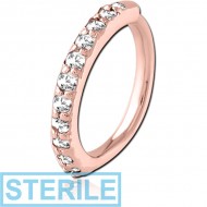 STERILE ROSE GOLD PVD COATED SURGICAL STEEL JEWELLED SEAMLESS RING PIERCING